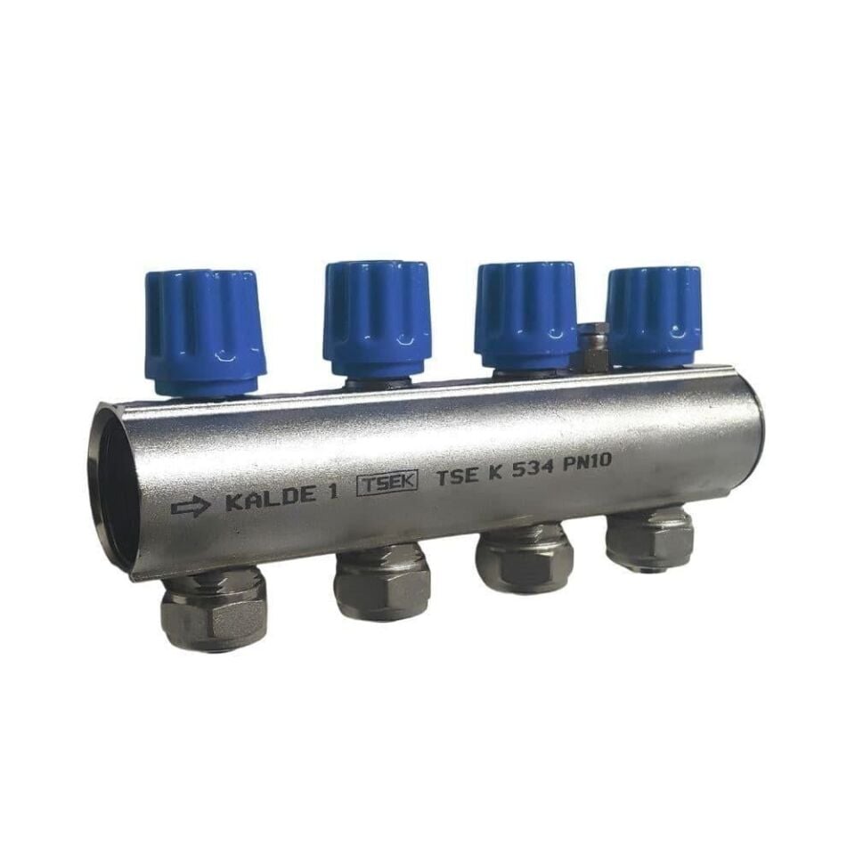 Kalde Kendinden Vanalı Hafif Tip Kollektör (Mavi) - 1'' / 6 Ağız