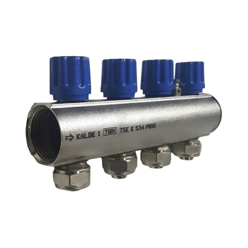 Kalde Kendinden Vanalı Hafif Tip Kollektör (Mavi) - 1'' / 7 Ağız
