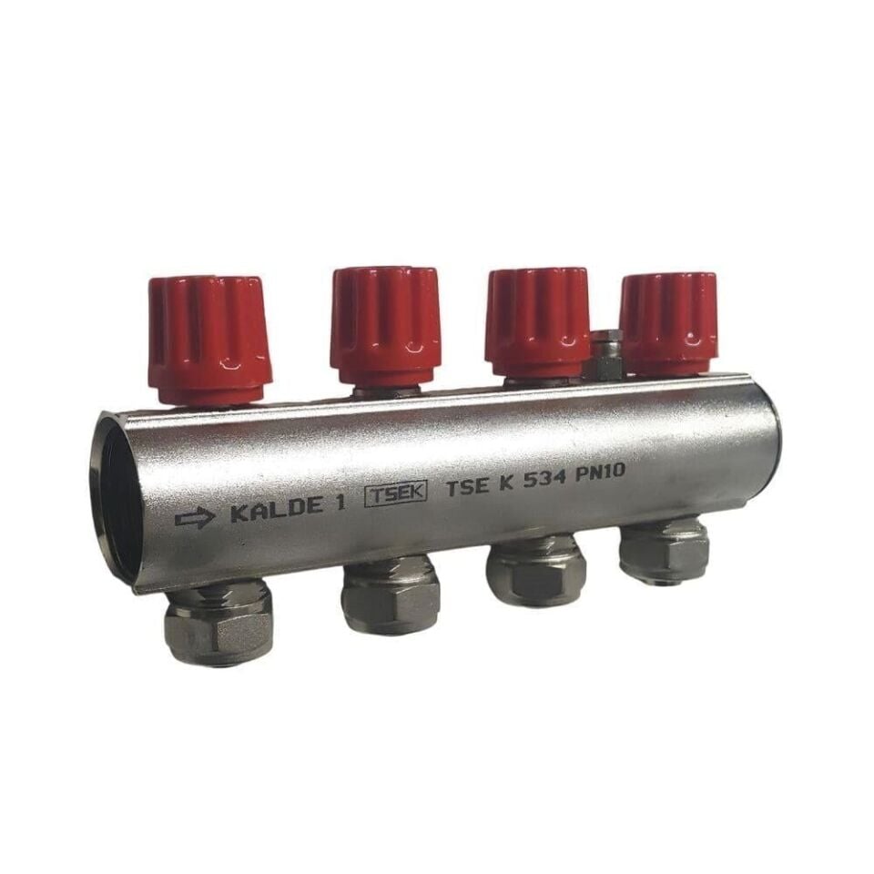 Kalde Kendinden Vanalı Hafif Tip Kollektör (Kırmızı) - 1'' / 4 Ağız