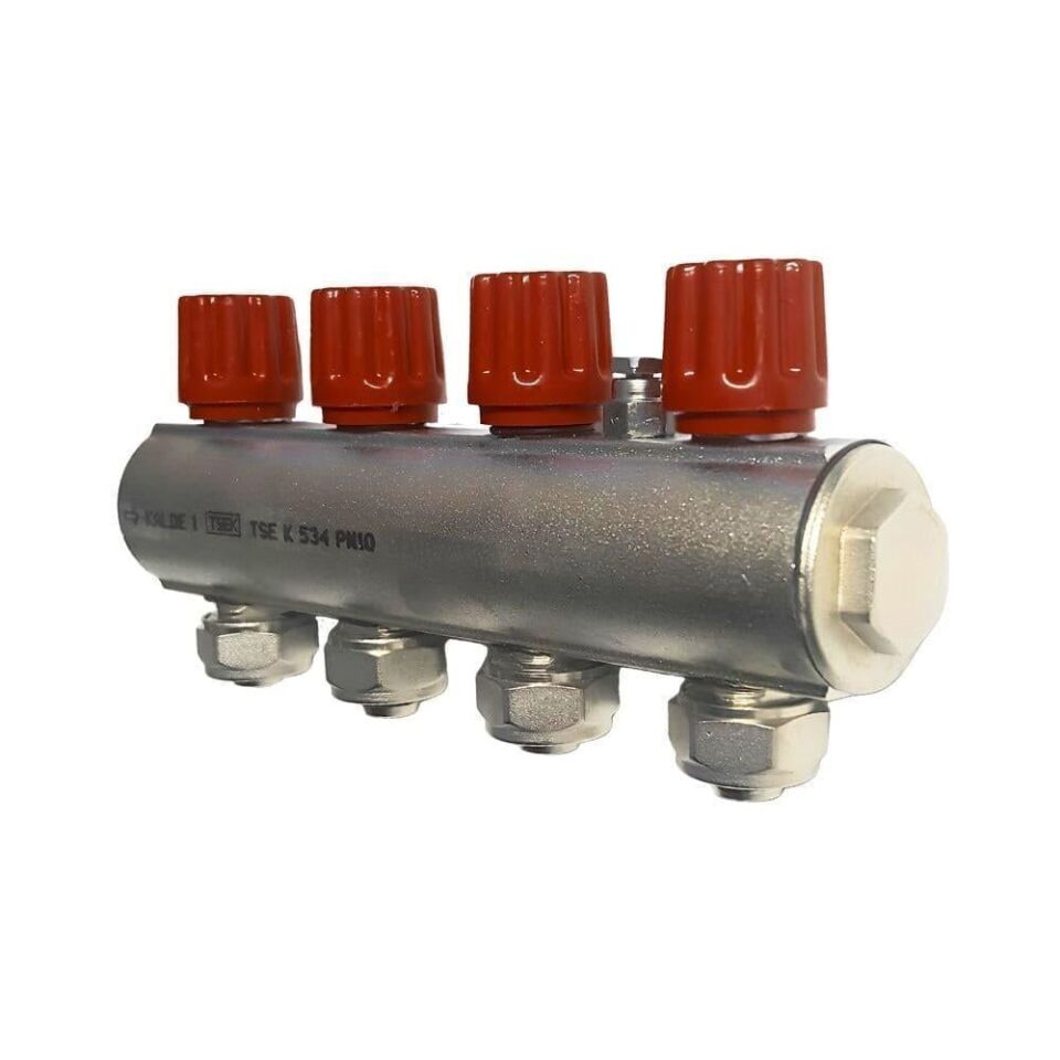 Kalde Kendinden Vanalı Hafif Tip Kollektör (Kırmızı) - 1'' / 5 Ağız