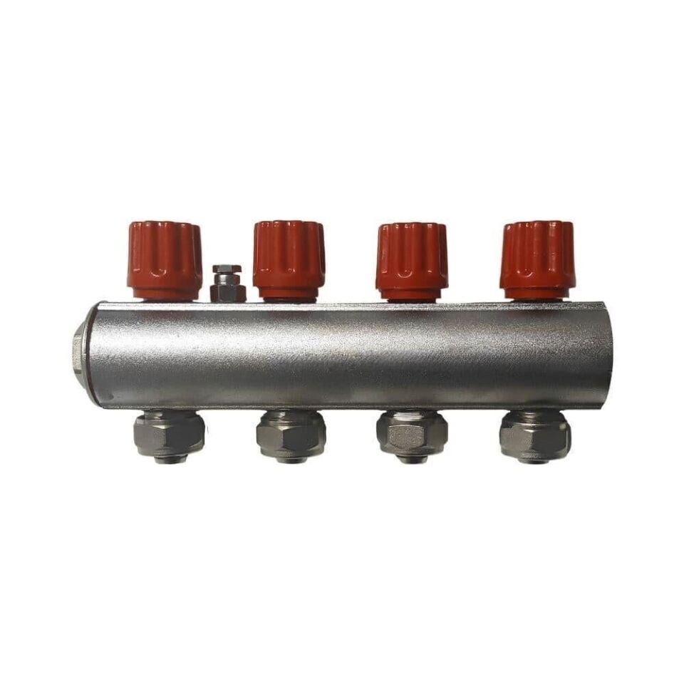 Kalde Kendinden Vanalı Hafif Tip Kollektör (Kırmızı) - 1'' / 7 Ağız