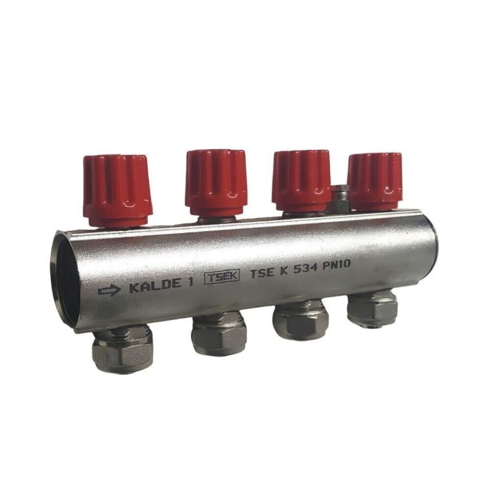 Kalde Kendinden Vanalı Hafif Tip Kollektör (Kırmızı) - 1'' / 9 Ağız