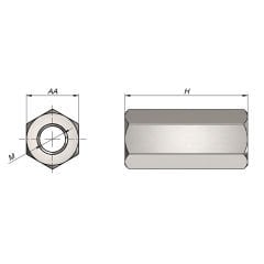 Uzatma Somunu - M6 x 30 x 11 mm