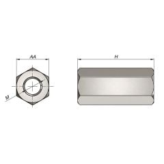 Uzatma Somunu - M8 x 40 x 13 mm